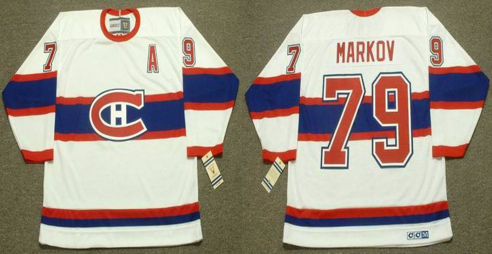 2019 Men Montreal Canadiens #79 Markov White CCM NHL jerseys